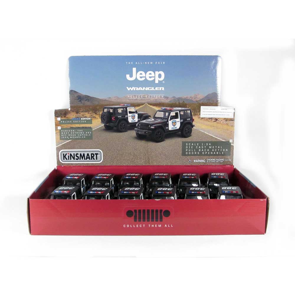 Black//White 2018 Jeep Wrangler Rubicon Police Edition dcx 5 Die-cast